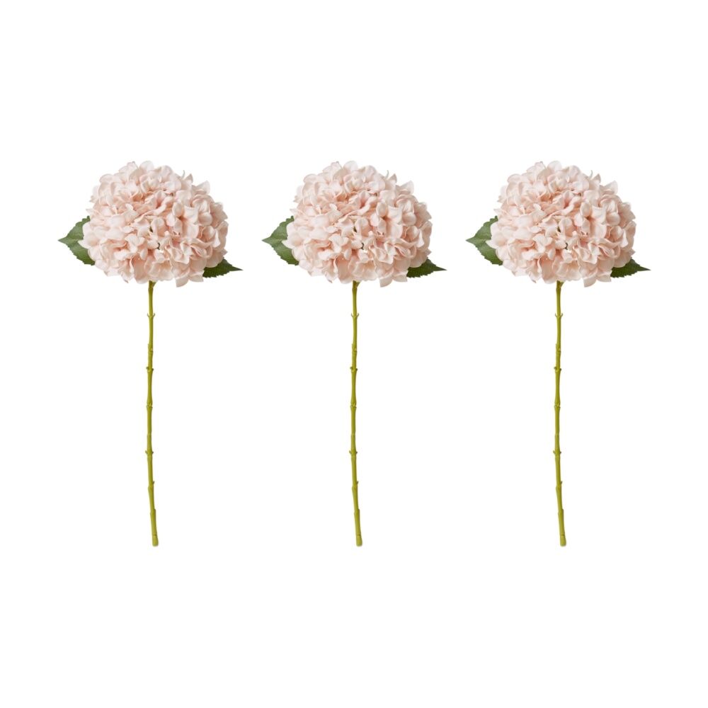 3PK E Style Hydrangea Classic Large Stem Artificial Flower Pink 23x23x65cm