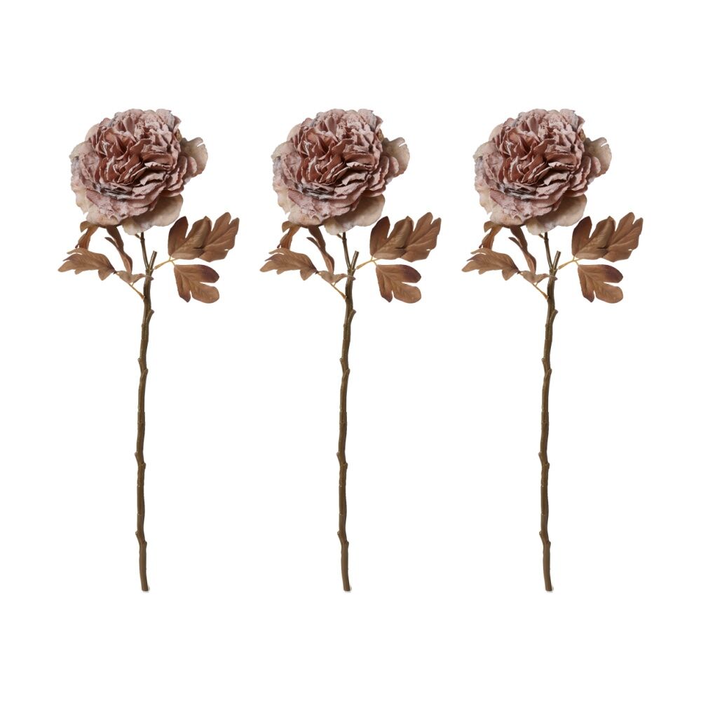 3PK E Style Peony Decor Stem Artificial Flower Dusty Mauve 17x17x69cm
