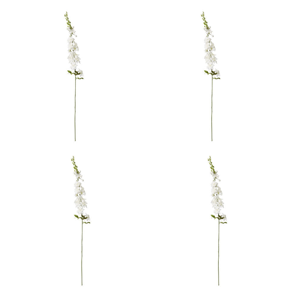 4PK E Style Delphinium Stem Durable Artificial Flower Decor White 15x7x99cm