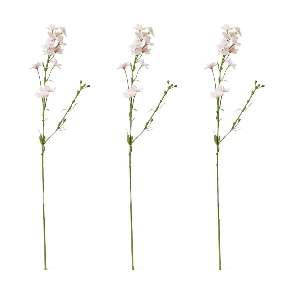 3PK E Style Larkspur Spray Artificial Flower Stem Decor Pink 11x6x71cm