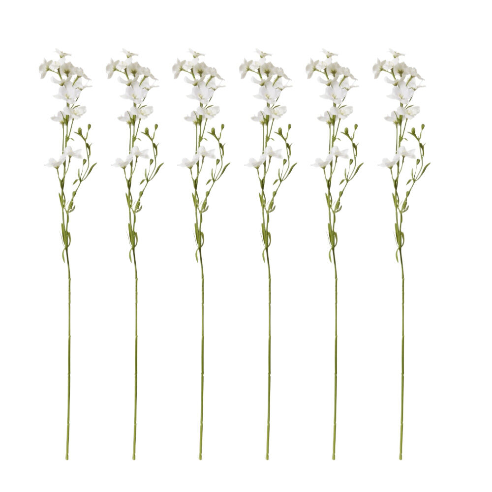 6PK E Style Larkspur Spray Artificial Flower Stem Decor White 11x6x71cm
