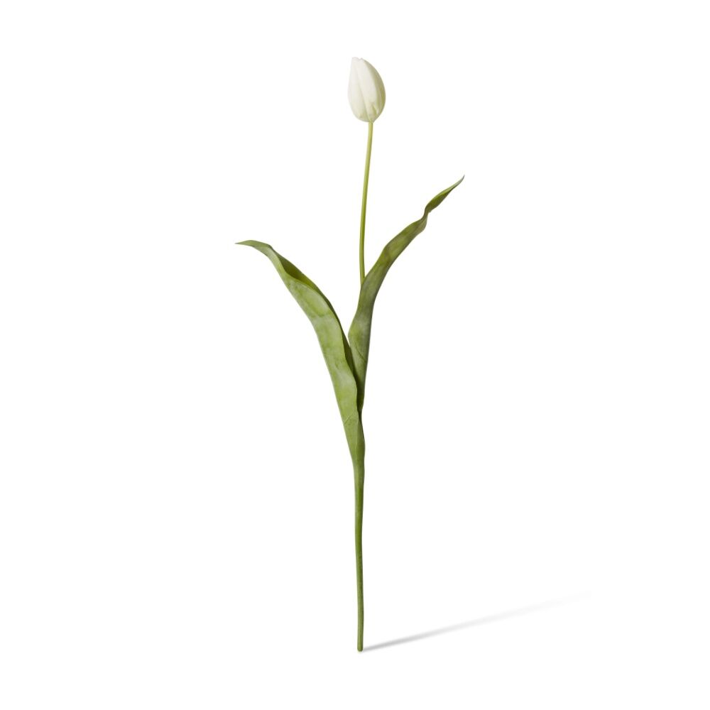 3PK E Style Tulip Stem Durable Artificial Flower Decor White 9x3x74cm