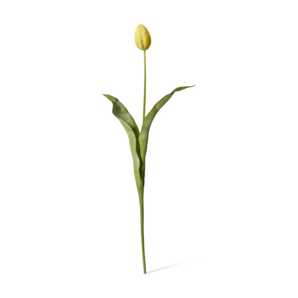 6PK E Style Tulip Stem Durable Artificial Flower Decor Yellow 9x3x74cm