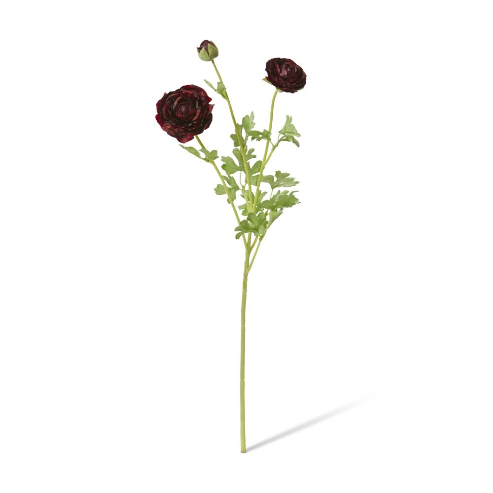 2PK E Style Ranunculus Floral Stem Spray Artificial Flower Burgundy 20x18x64cm