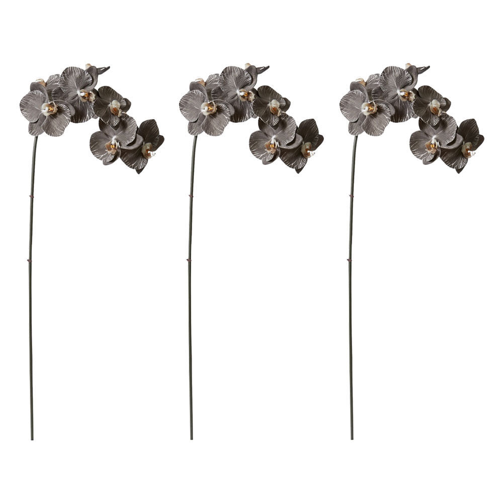 3PK E Style Phalaenopsis Orchid Stem Artificial Flower Black 20x8x95cm