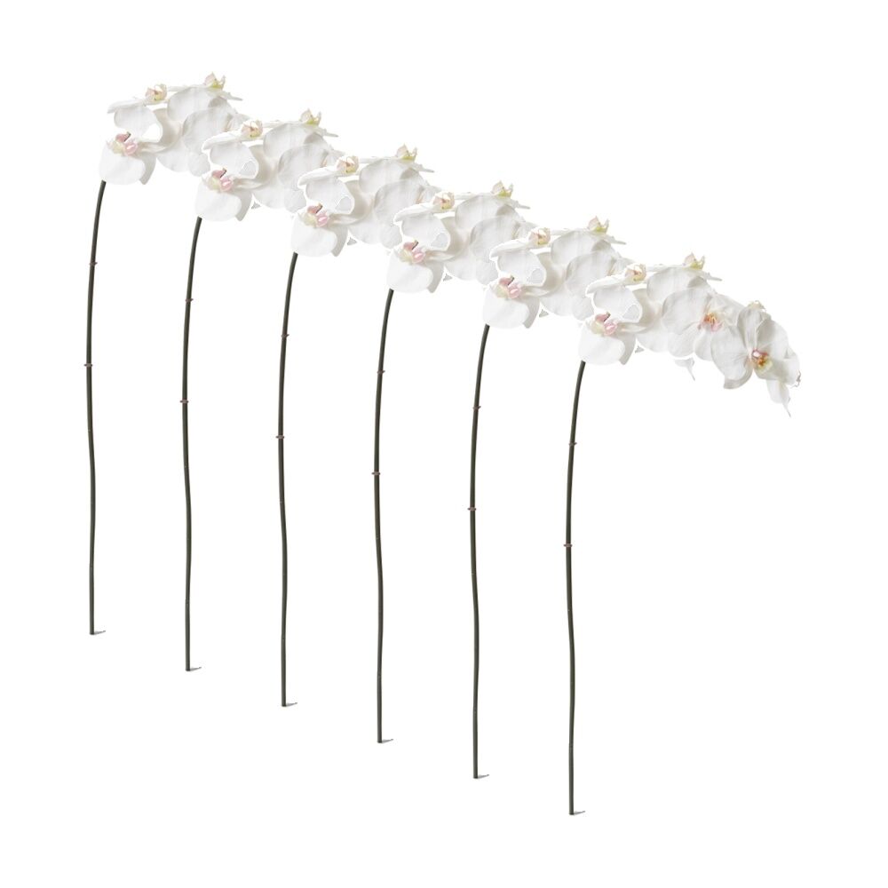 6PK E Style Phalaenopsis Orchid Stem Artificial Flower Pink White 20x8x95cm