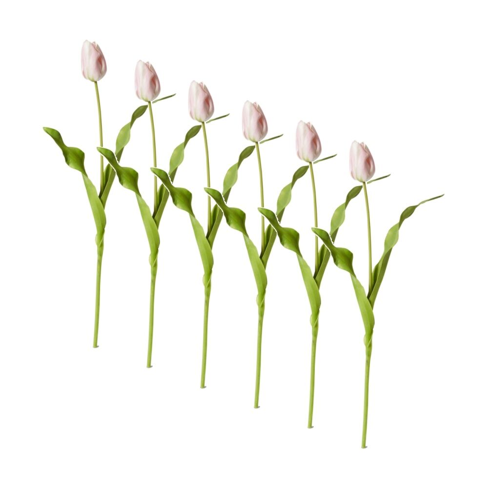6PK E Style Tulip Dutch Stem Durable Decor Artificial Flower Pink 13x10x57cm