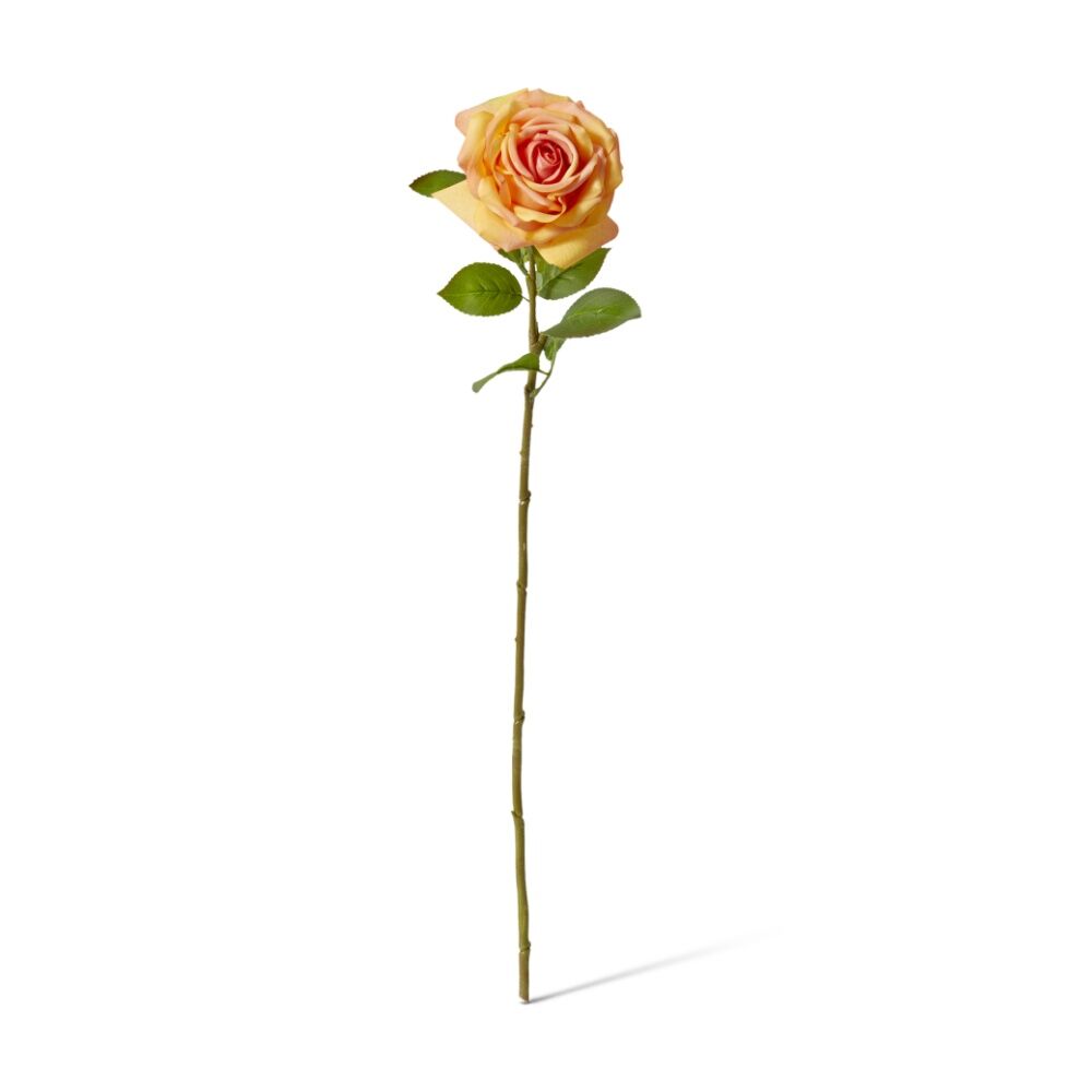 3PK E Style Rose Garden Stem Durable Artificial Flower Orange 22x14x66cm