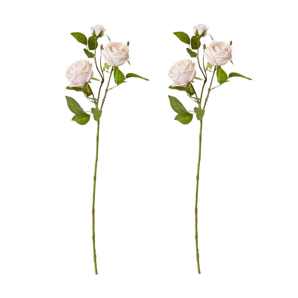 2PK E Style Rose Austin Spray Elegant Artificial Flower Blush Pink 24x16x78cm