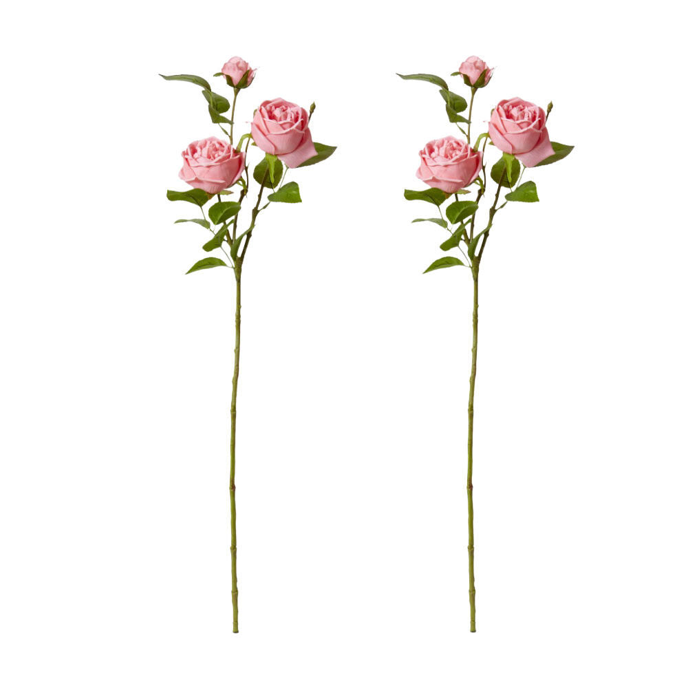 2PK E Style Rose Austin Spray Elegant Artificial Flower Dark Pink 24x16x78cm