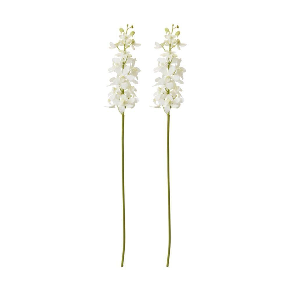 2PK E Style Orchid Vanda Stem Artificial Floral Decoration White 9x10x69cm