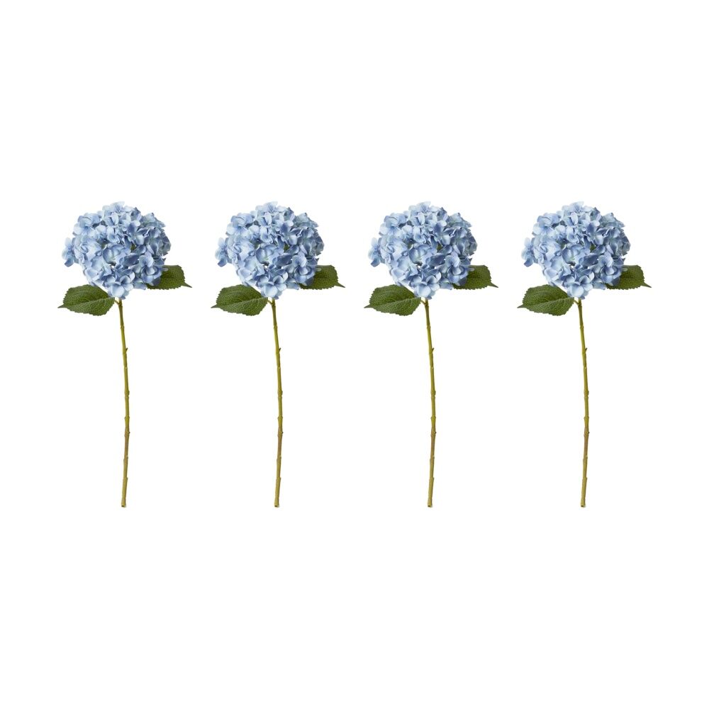 4PK E Style Hydrangea Garden Large Stem Artificial Flower Blue 19x31x65cm