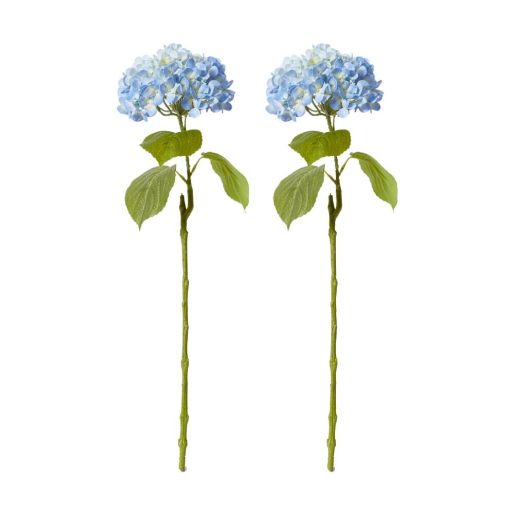 2PK E Style Hydrangea Bloom Stem Artificial Flower Blue 25x20x60cm