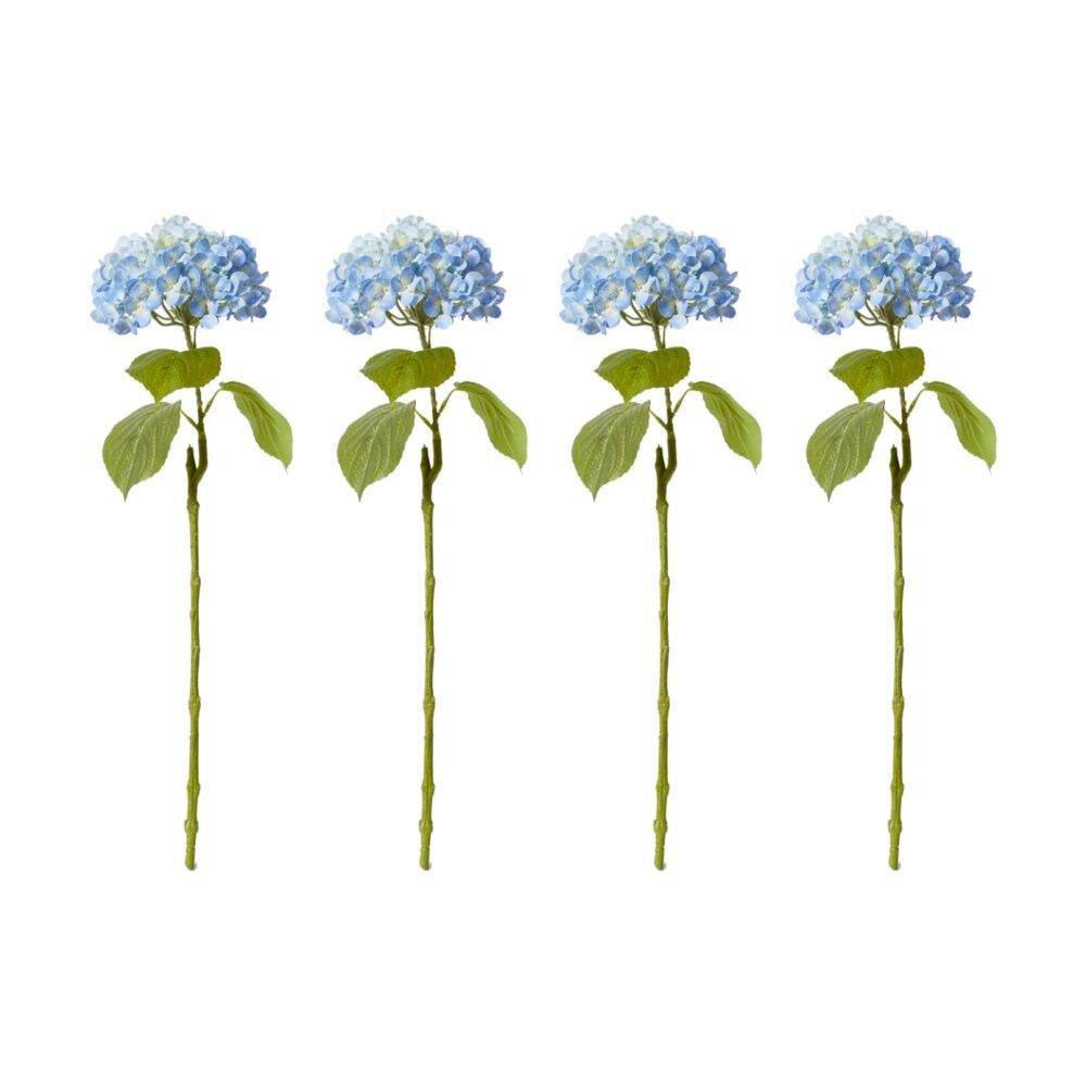 4PK E Style Hydrangea Bloom Stem Artificial Flower Blue 25x20x60cm