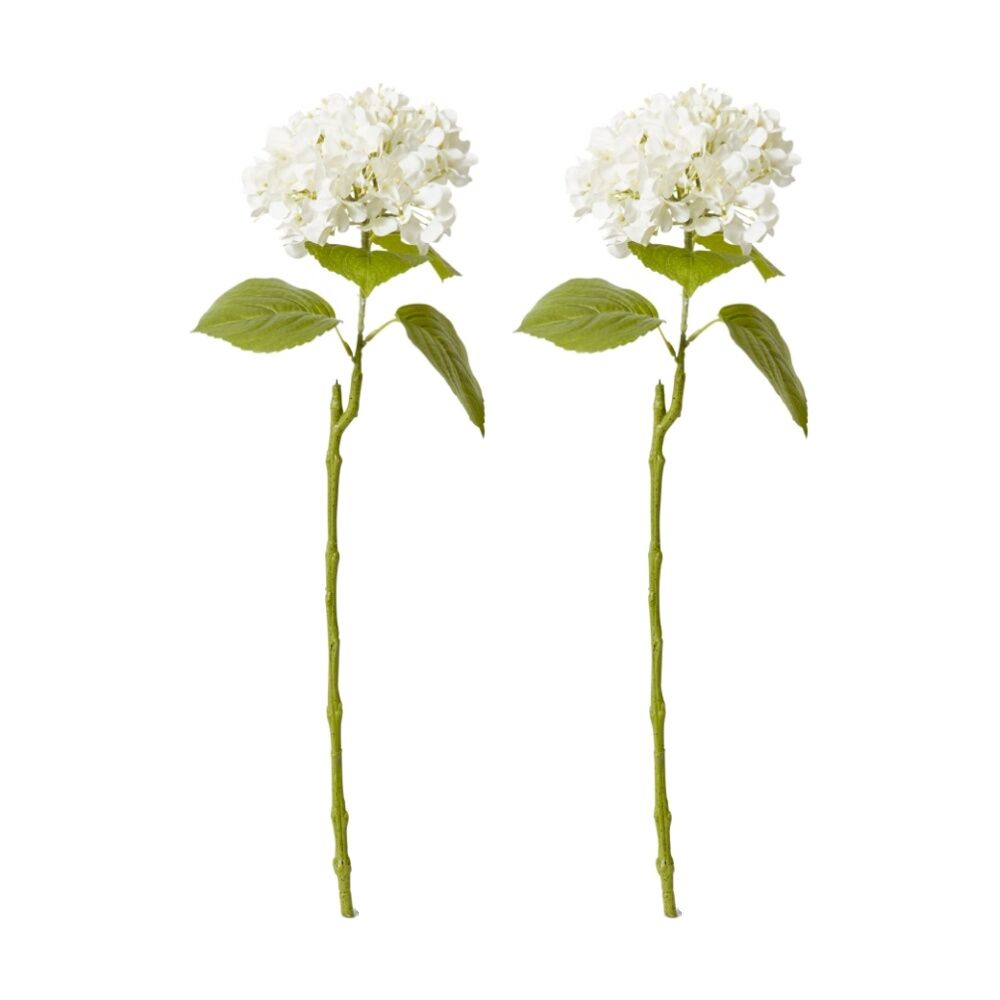 2PK E Style Hydrangea Bloom Stem Artificial Flower Ivory 25x20x60cm