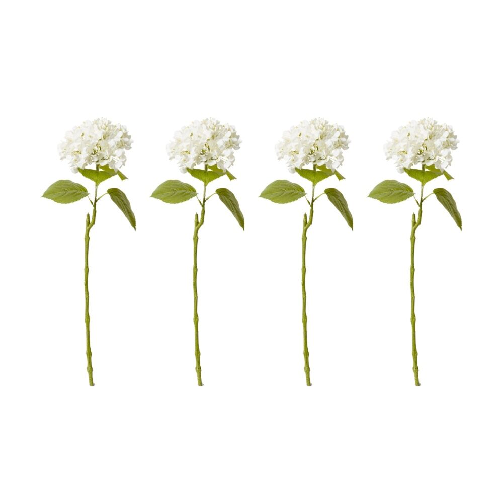4PK E Style Hydrangea Bloom Stem Artificial Flower Ivory 25x20x60cm