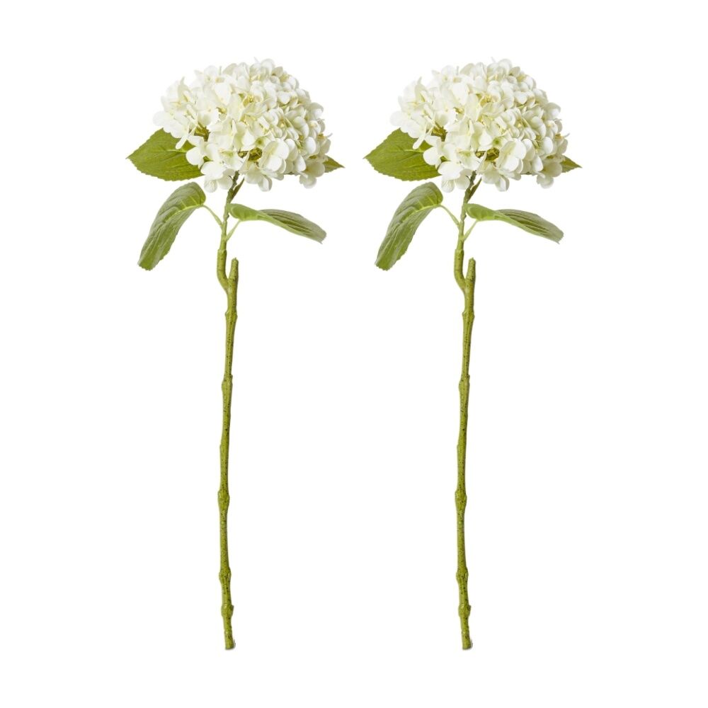 2PK E Style Hydrangea Bloom Stem Artificial Flower White 25x20x60cm