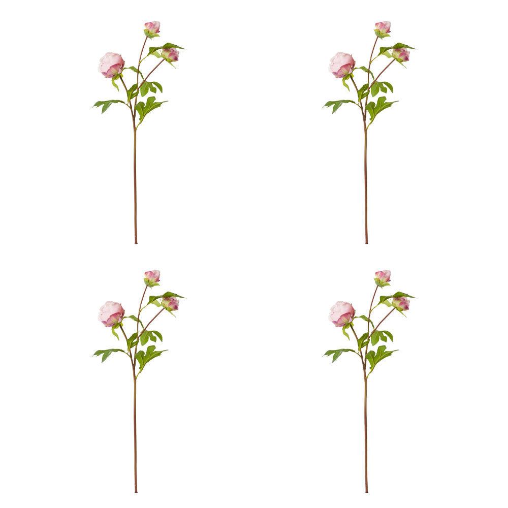 4PK E Style Peony Bud Spray Artificial Flower Stem Blush Pink 25x25x62cm