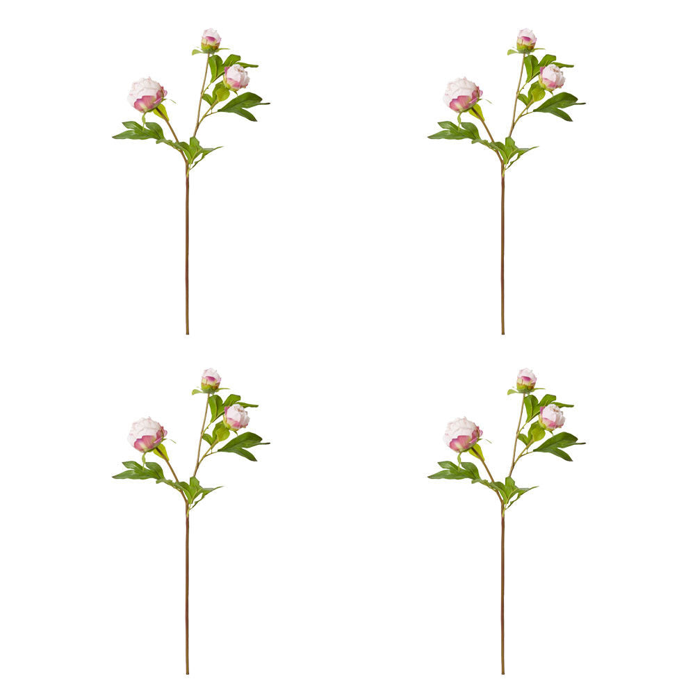 4PK E Style Peony Bud Spray Artificial Flower Stem Pink 25x25x62cm