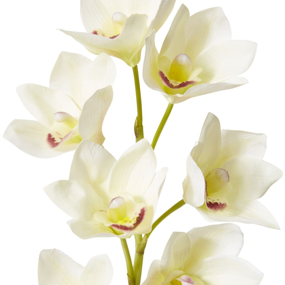4PK E Style Cymbidium Lush Stem Artificial Flower White 18x10x58cm