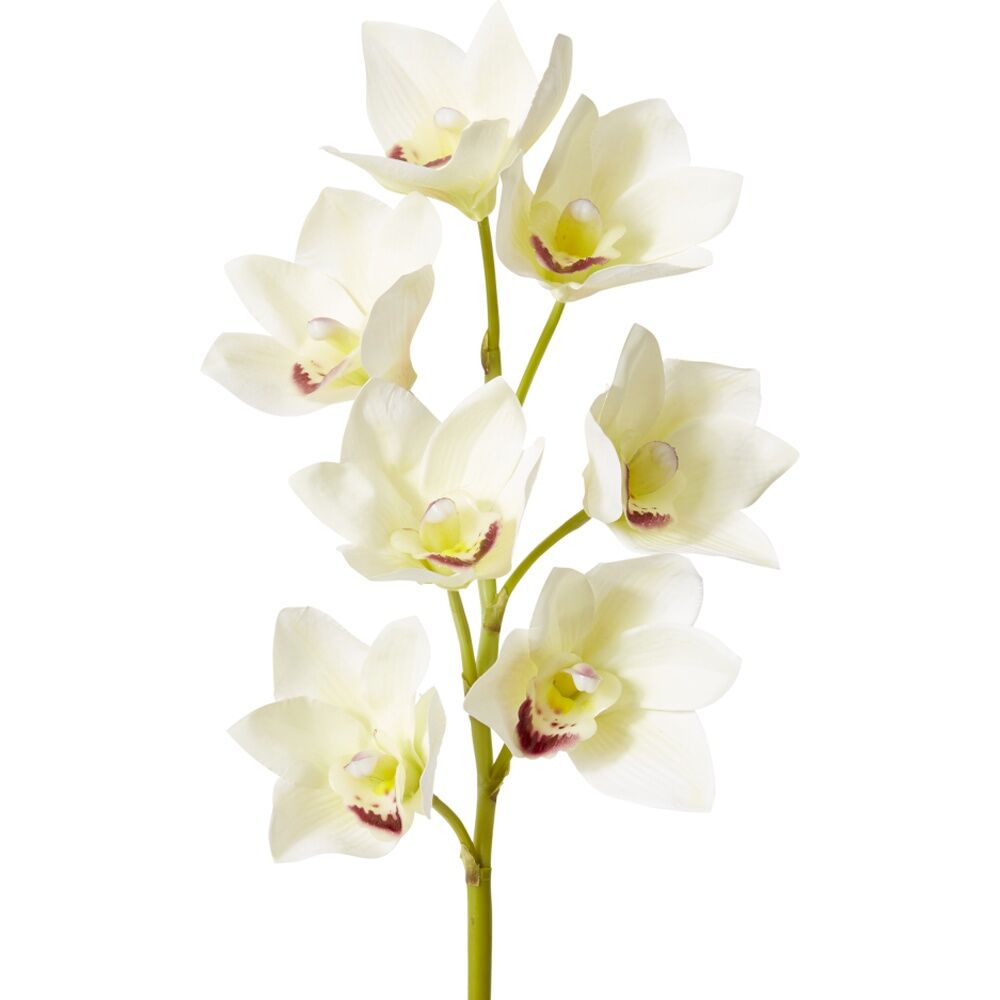 4PK E Style Cymbidium Lush Stem Artificial Flower White 18x10x58cm