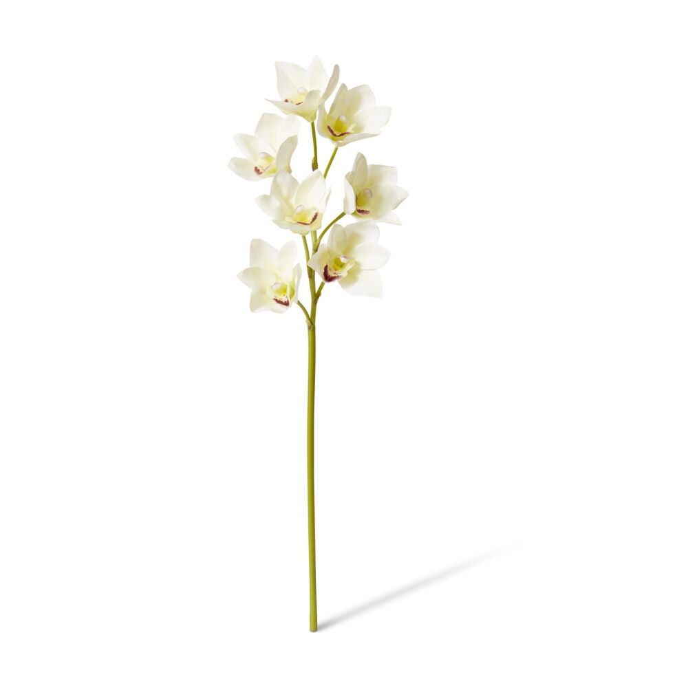 4PK E Style Cymbidium Lush Stem Artificial Flower White 18x10x58cm