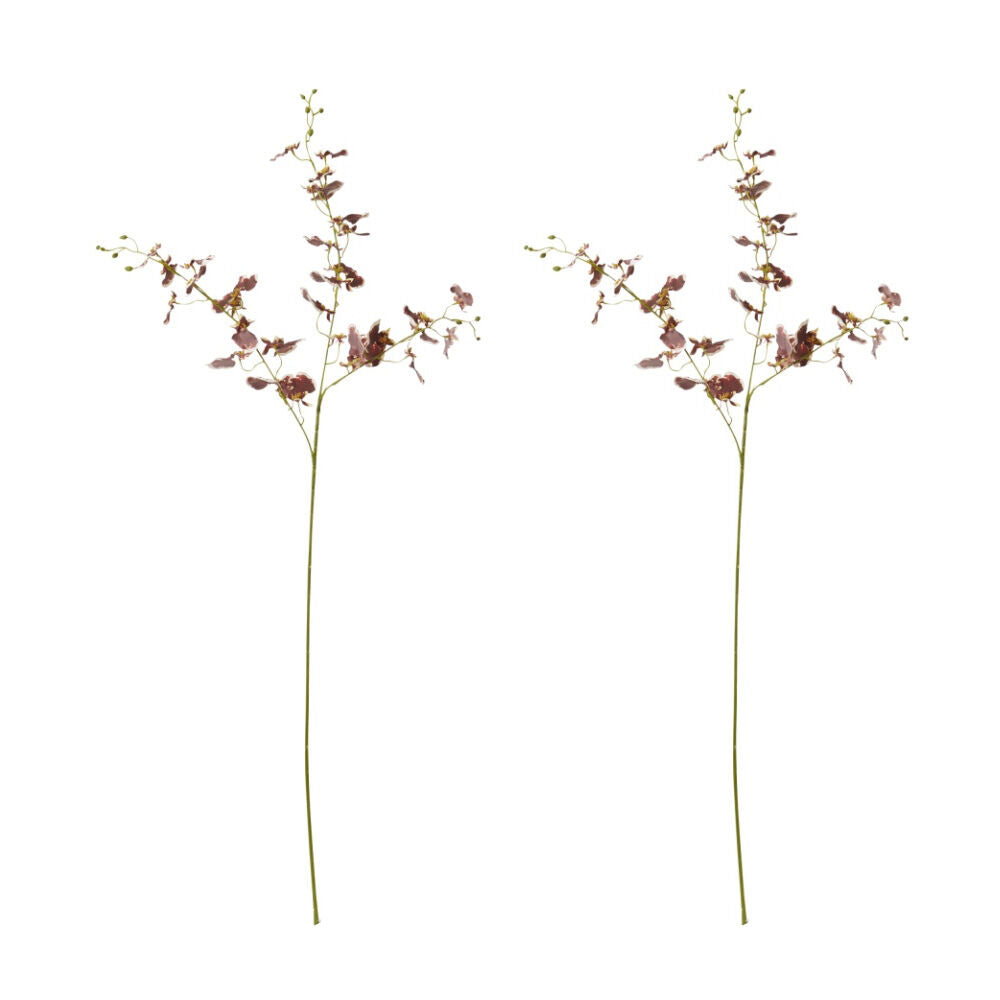 2PK E Style Dancing Orchid Spray Artificial Flower Stem Burgundy 23x10x97cm