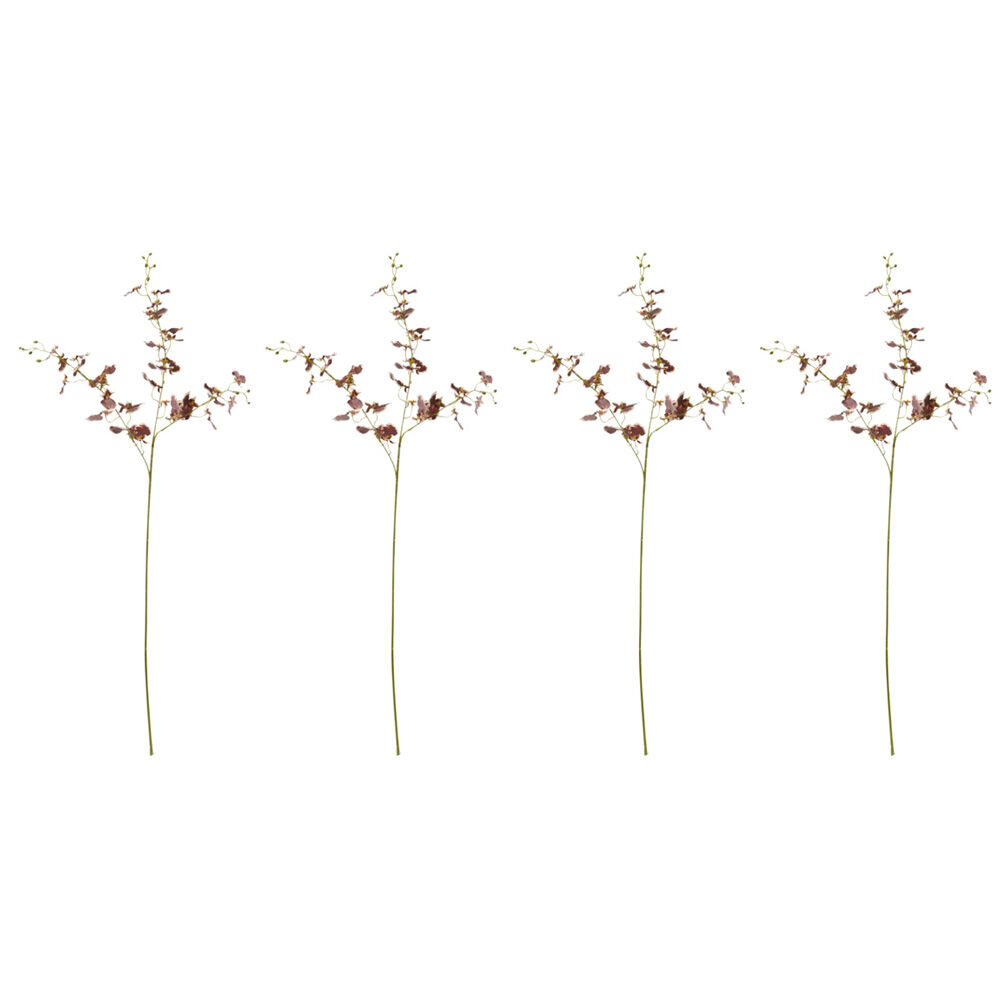 4PK E Style Dancing Orchid Spray Artificial Flower Stem Burgundy 23x10x97cm
