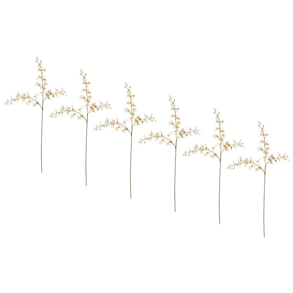 6PK E Style Dancing Orchid Spray Artificial Flower Decoration Peach 23x10x97cm