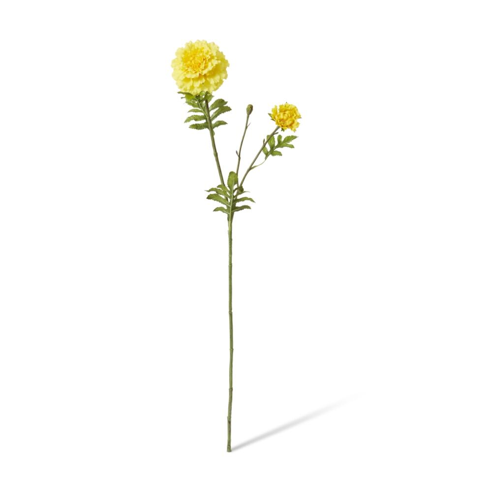 6PK E Style Marigold Spray Artificial Flower Stem Decoration Yellow 8x14x64cm