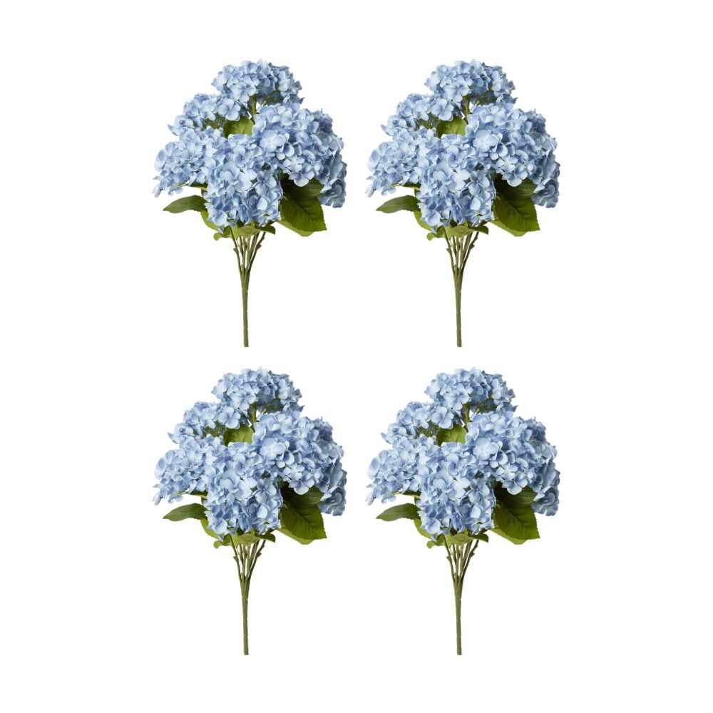 4PK E Style Hydrangea Garden Bush Artificial Flower Decoration Blue 42x42x56cm