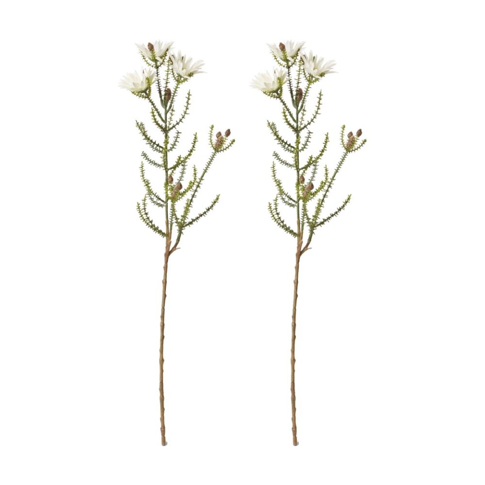 2PK E Style Kaaps Flower Spray Artificial Plant Stem White 12x14x61cm