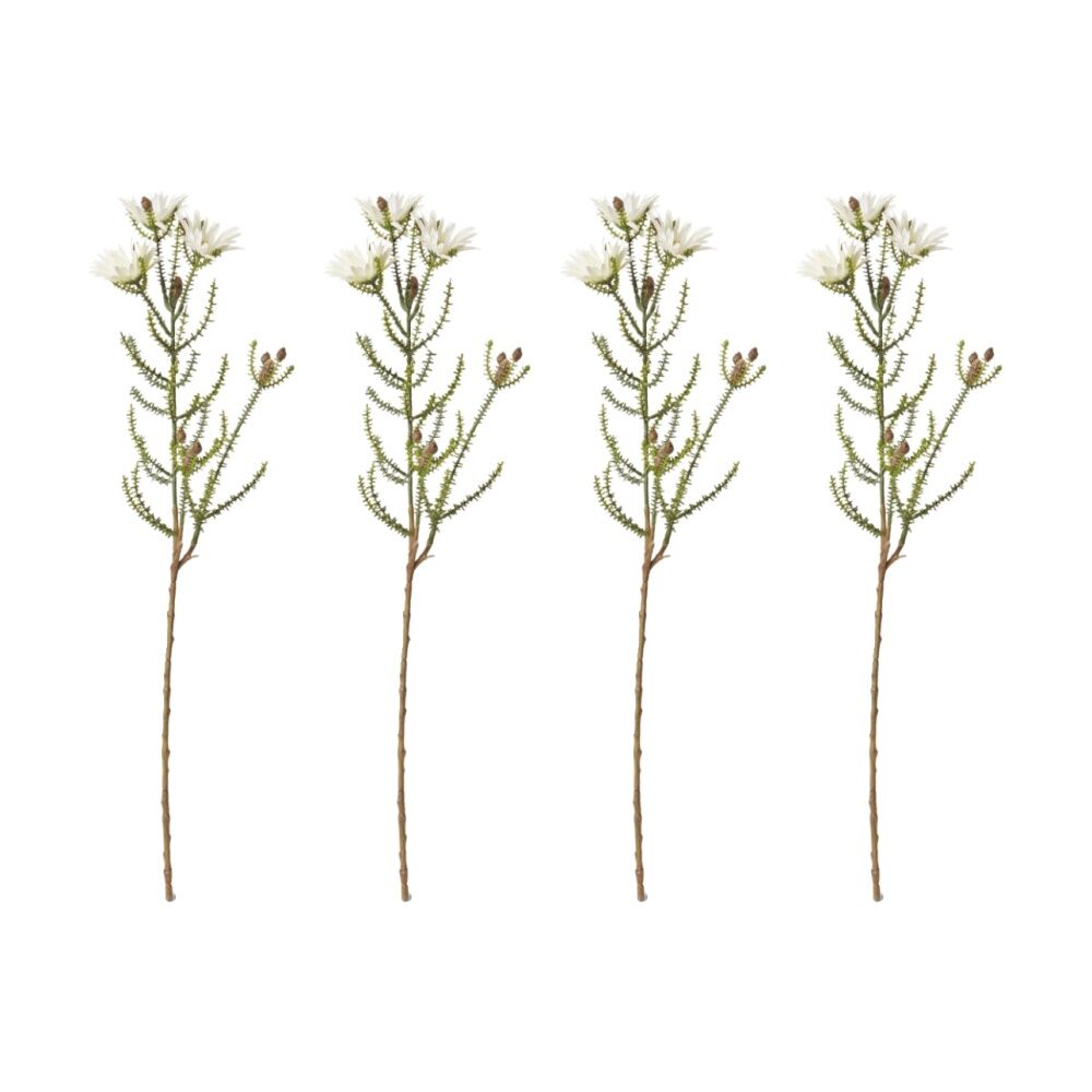 4PK E Style Kaaps Flower Spray Artificial Plant Stem White 12x14x61cm