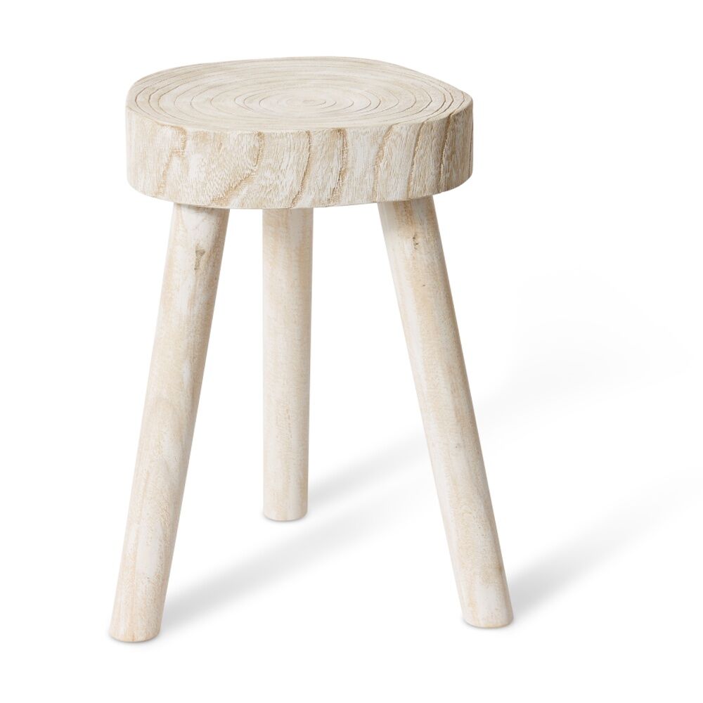 E Style Cesar Side Table Wood Minimalist Home Decor Whitewash 28x26x42cm