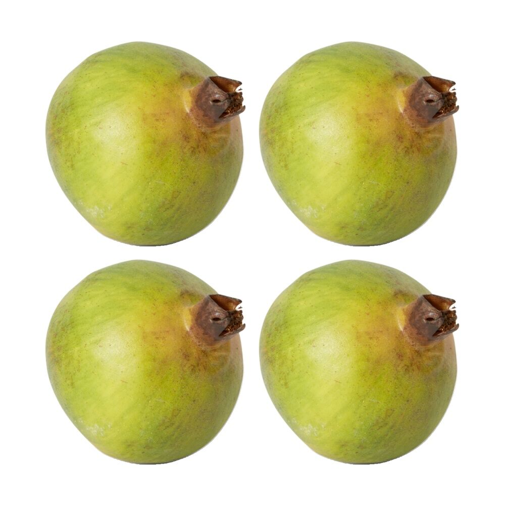 4PK E Style Pomegranate Grand Realistic Artificial Fruit Plastic Green 10cm