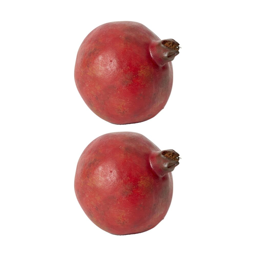 2PK E Style Pomegranate Grand Realistic Artificial Fruit Plastic Red 10cm