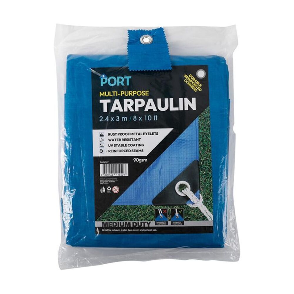 6PK Port Water Resistant UV Stable Outdoor Tarp 8x10ft 244x305cm Blue