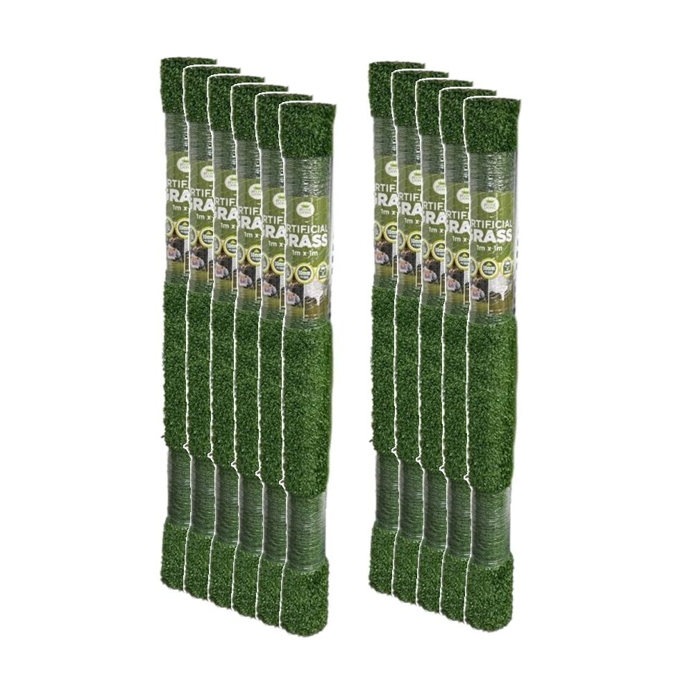 11PK Braz Artificial Grass Turf Mat Lawn 10mm Rolled 1x1m Green