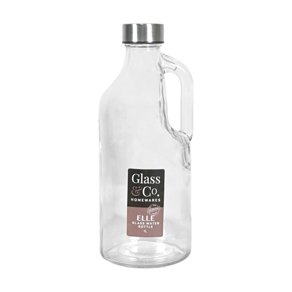 12PK Glass & Co Homeware Water Jug Glassware W/ Silver Lid 1L Clear