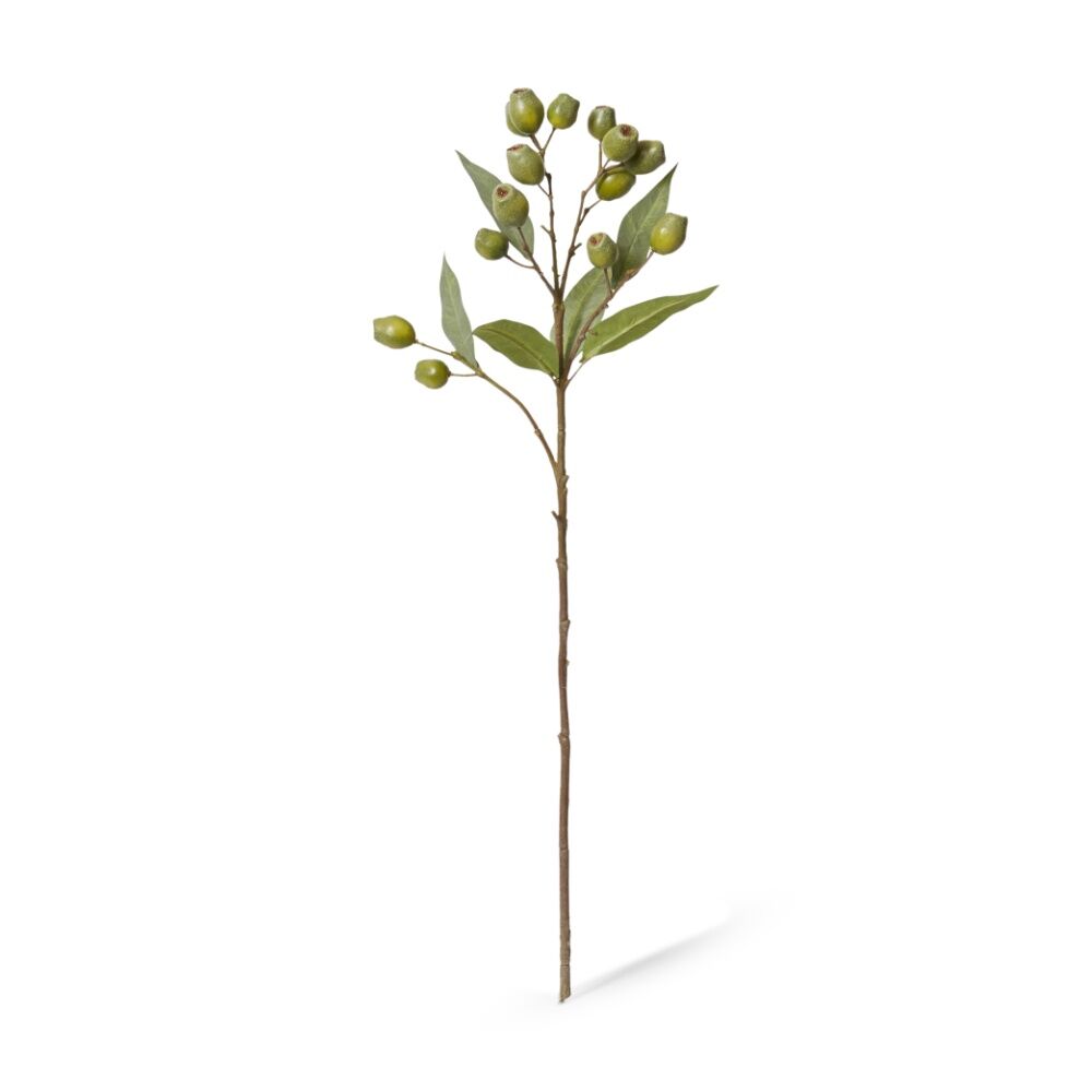 4PK E Style Eucalyptus Gum Nut Spray Realistic Artificial Flower Green 67cm