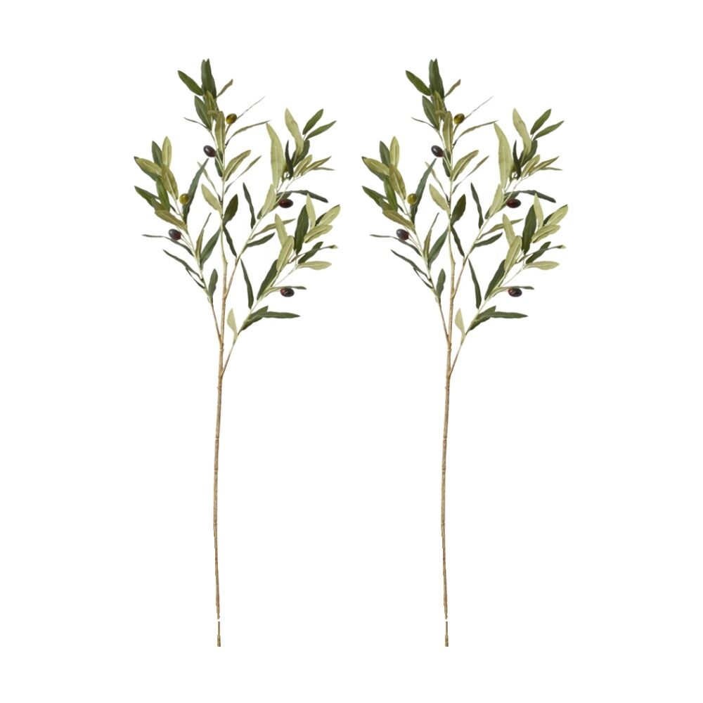 2PK E Style Olive Spray Realistic Artificial Flower Plastic Grey Green 97cm