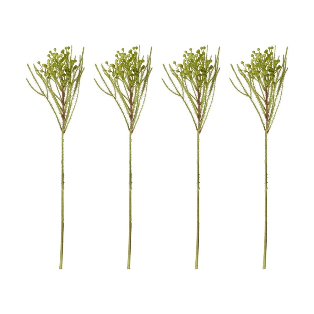 4PK E Style Berzelia Spray Realistic Artificial Flower Plastic Green 13x5x46cm
