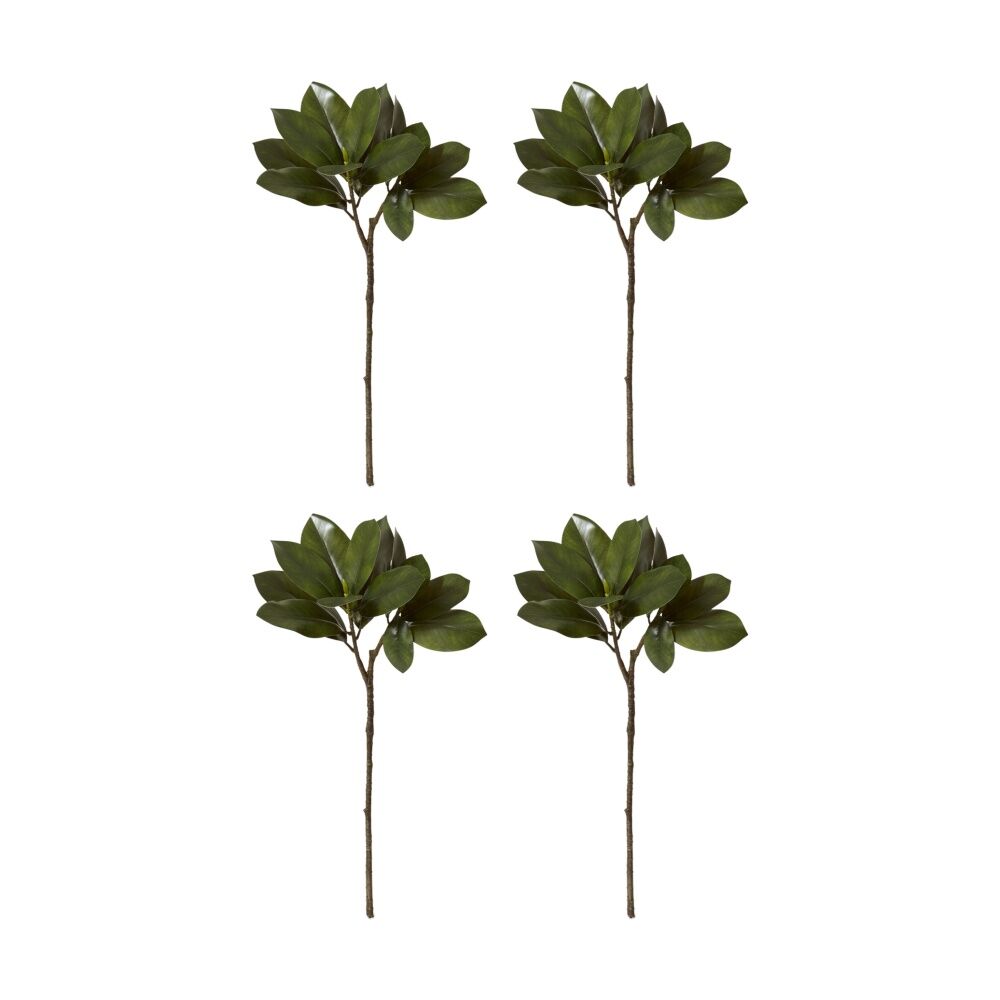 4PK E Style Magnolia Leaf Spray Realistic Artificial Flower Green 40x40x70cm