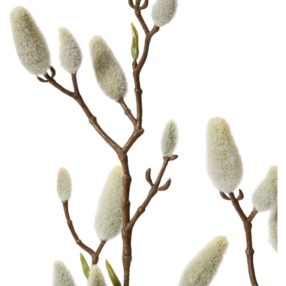 2PK E Style Magnolia Bud Branch Realistic Artificial Flower Cream Brown 76cm