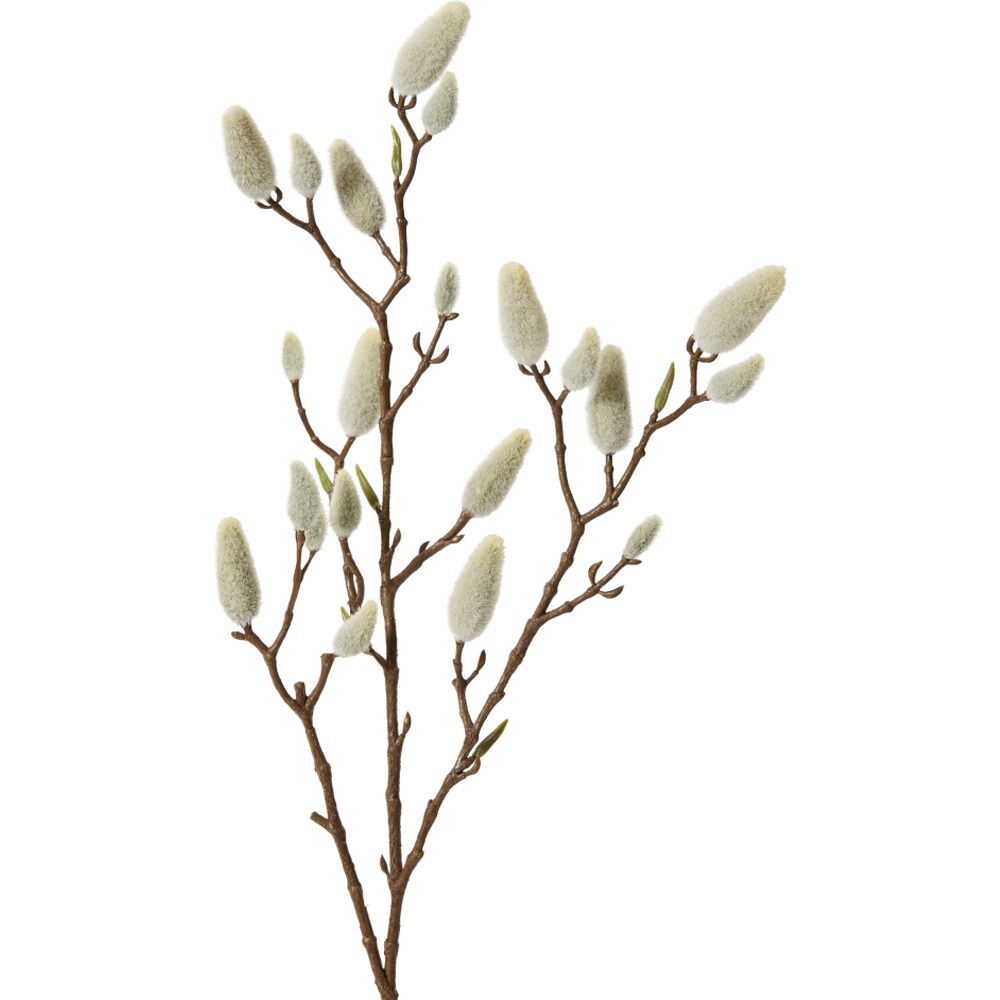 4PK E Style Magnolia Bud Branch Realistic Artificial Flower Cream Brown 76cm