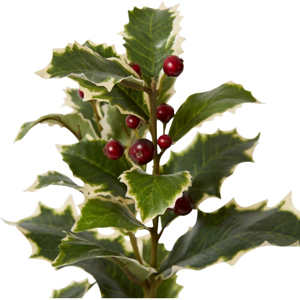 4PK E Style Holly Spray Realistic Artificial Flower Plastic Red 20x20x74cm