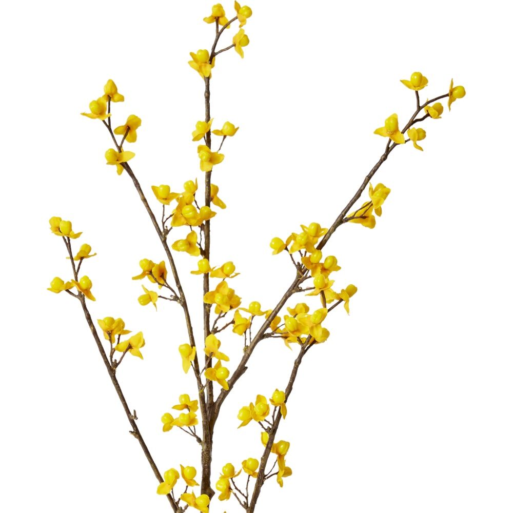 4PK E Style Autumn Berry Branch Realistic Artificial Flower Plastic Yellow 81cm