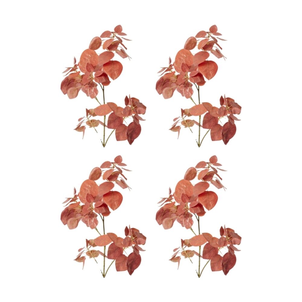 4PK E Style Smoke Leaf Branch Realistic Artificial Flower Red 32x30x103cm