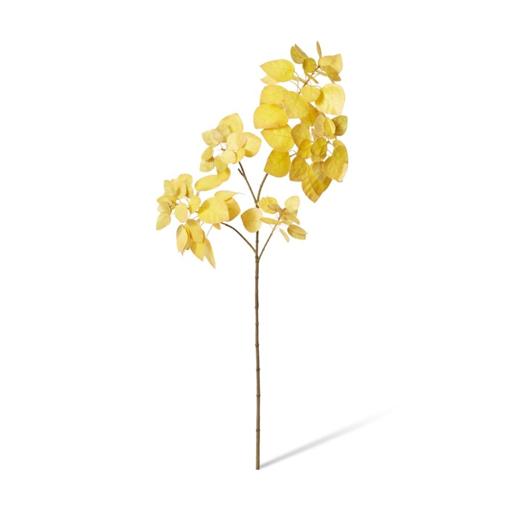 4PK E Style Smoke Leaf Branch Realistic Artificial Flower Yellow 32x30x103cm