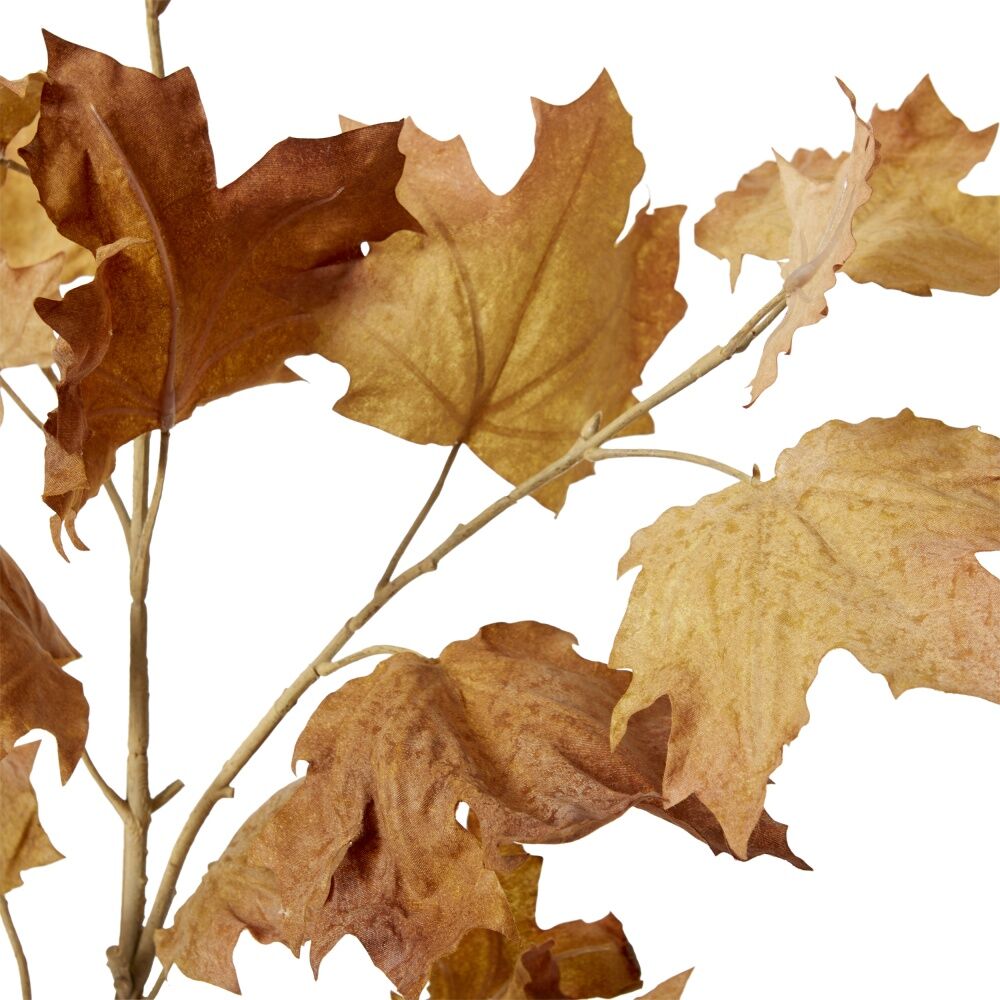 2PK E Style Maple Autumn Leaf Branch Realistic Artificial Flower Brown 112cm